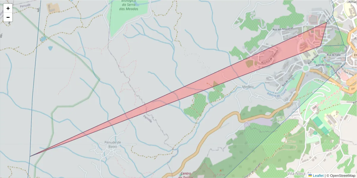 Mapa detalhado do código postal 5100-940 com limites, códigos postais vizinhos e agências dos correios