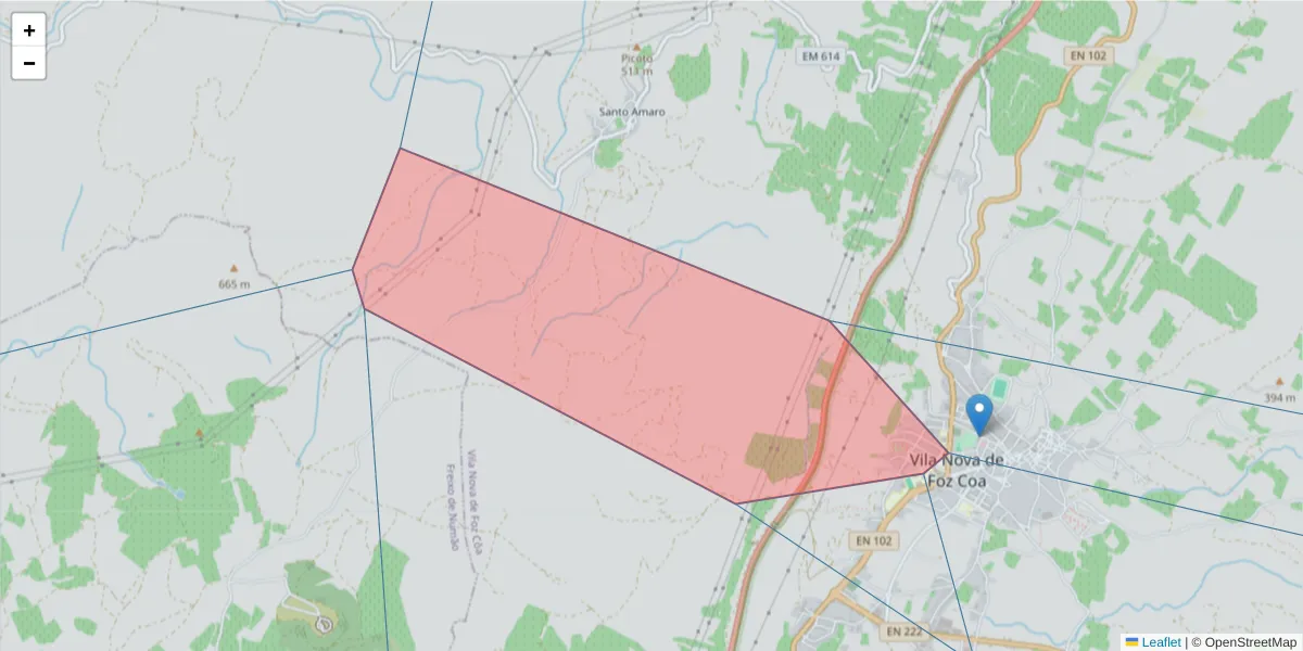 Mapa detalhado do código postal 5150-561 com limites, códigos postais vizinhos e agências dos correios