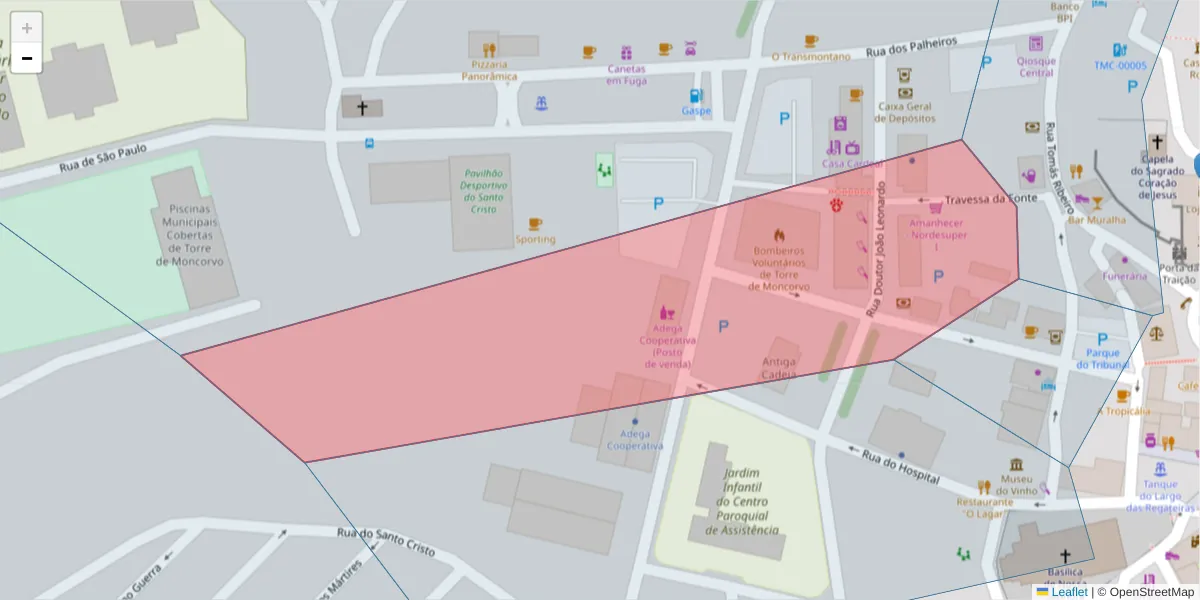Mapa detalhado do código postal 5160-256 com limites, códigos postais vizinhos e agências dos correios