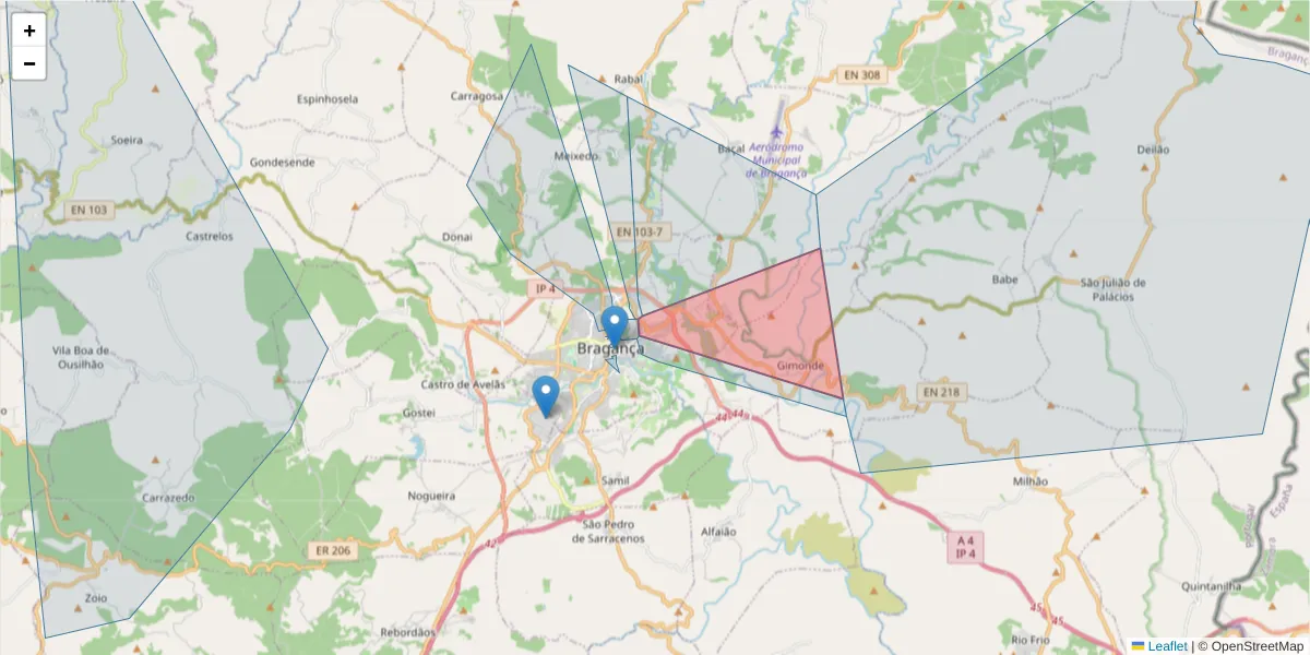 Mapa detalhado do código postal 5300-367 com limites, códigos postais vizinhos e agências dos correios