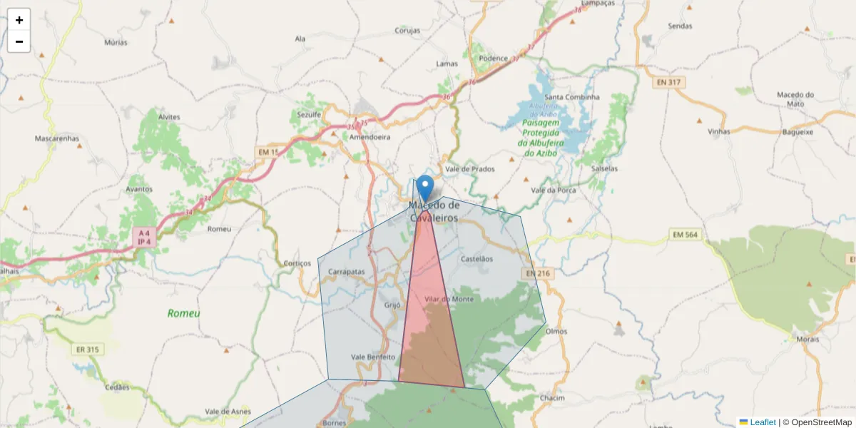 Mapa detalhado do código postal 5340-273 com limites, códigos postais vizinhos e agências dos correios