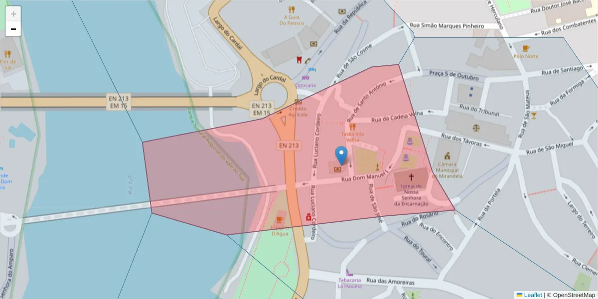 Mapa detalhado do código postal 5370-362 com limites, códigos postais vizinhos e agências dos correios