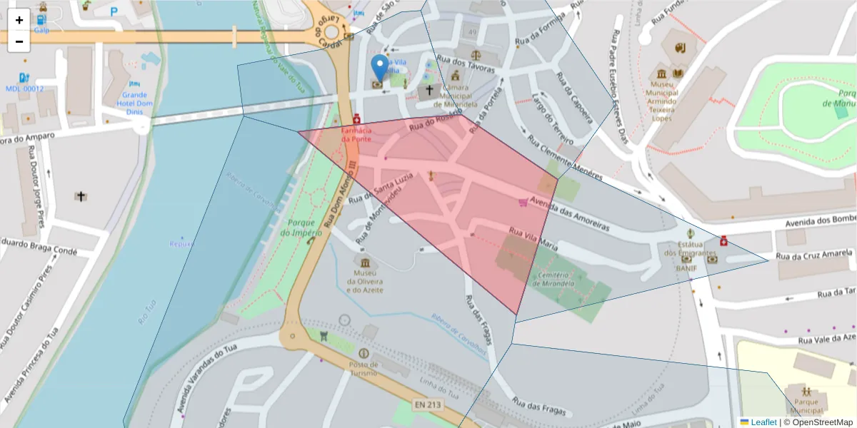 Mapa detalhado do código postal 5370-368 com limites, códigos postais vizinhos e agências dos correios