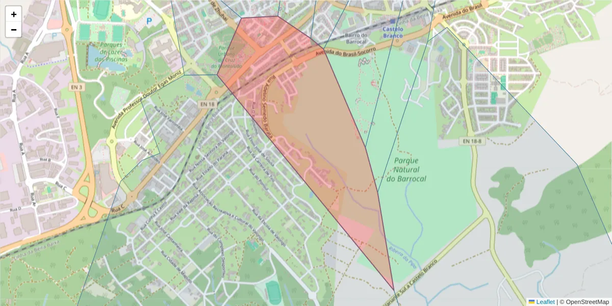 Mapa detalhado do código postal 6000-140 com limites, códigos postais vizinhos e agências dos correios