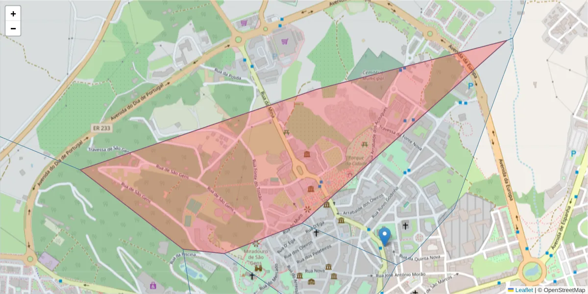 Mapa detalhado do código postal 6000-773 com limites, códigos postais vizinhos e agências dos correios