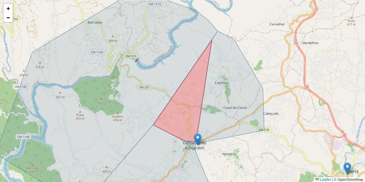 Mapa detalhado do código postal 6100-251 com limites, códigos postais vizinhos e agências dos correios