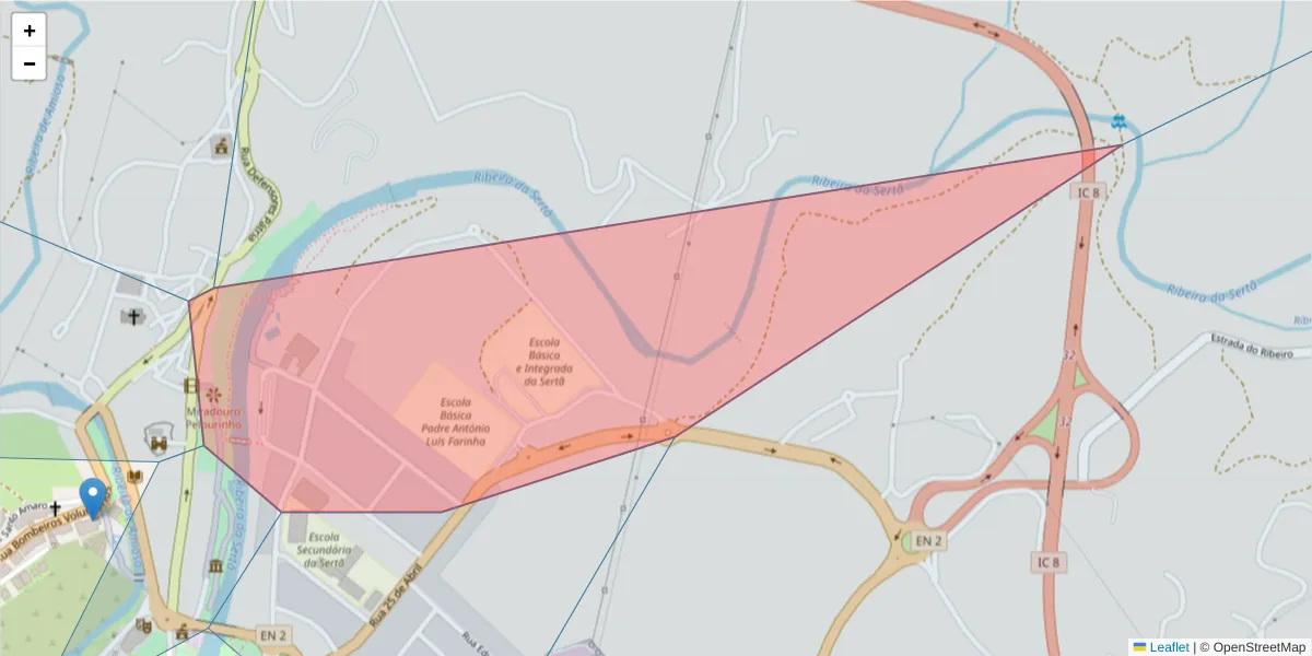 Mapa detalhado do código postal 6100-654 com limites, códigos postais vizinhos e agências dos correios