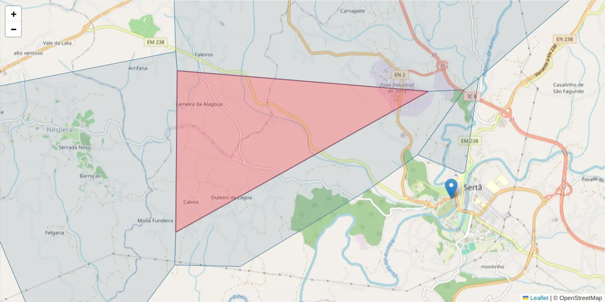 Mapa detalhado do código postal 6100-711 com limites, códigos postais vizinhos e agências dos correios