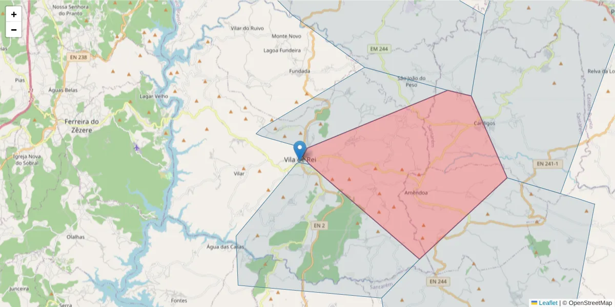 Mapa detalhado do código postal 6110-231 com limites, códigos postais vizinhos e agências dos correios