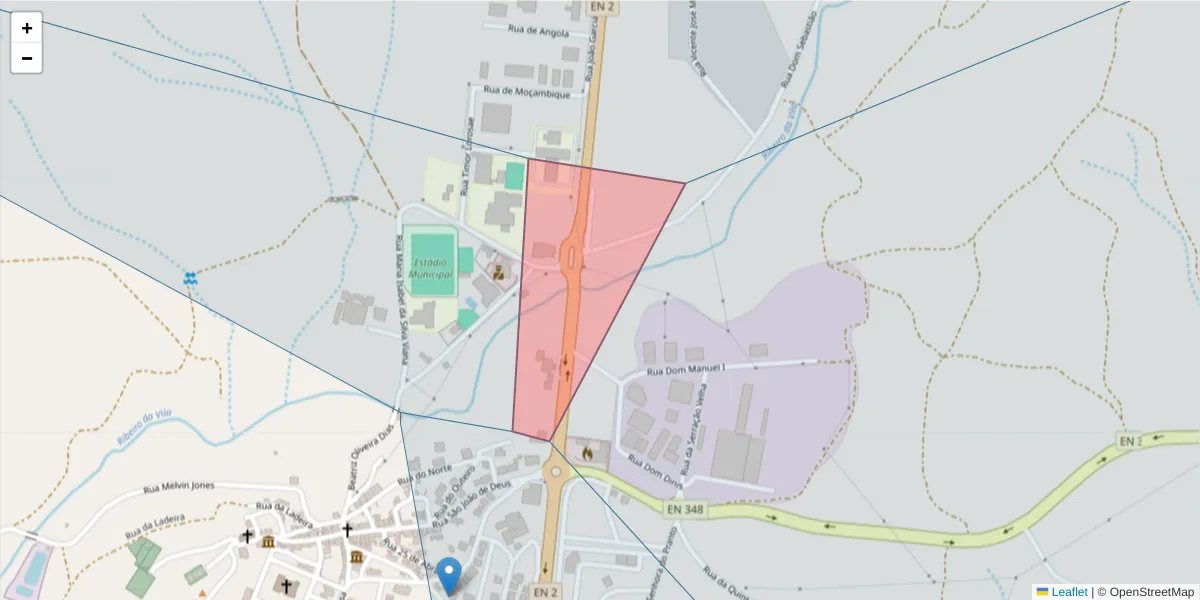 Mapa detalhado do código postal 6110-245 com limites, códigos postais vizinhos e agências dos correios