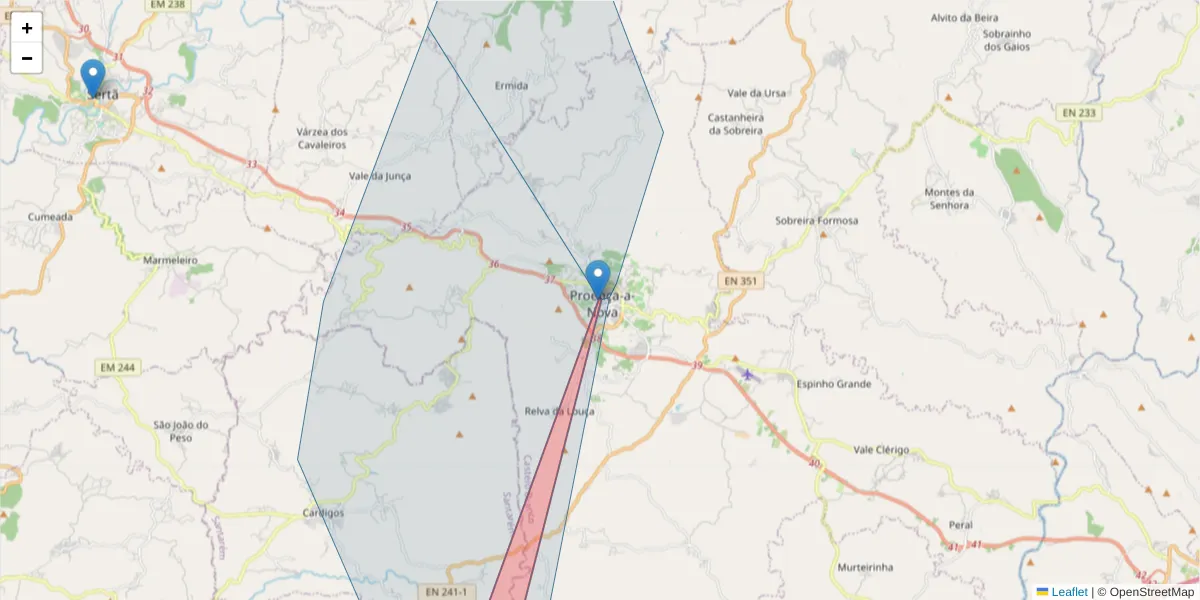 Mapa detalhado do código postal 6150-424 com limites, códigos postais vizinhos e agências dos correios