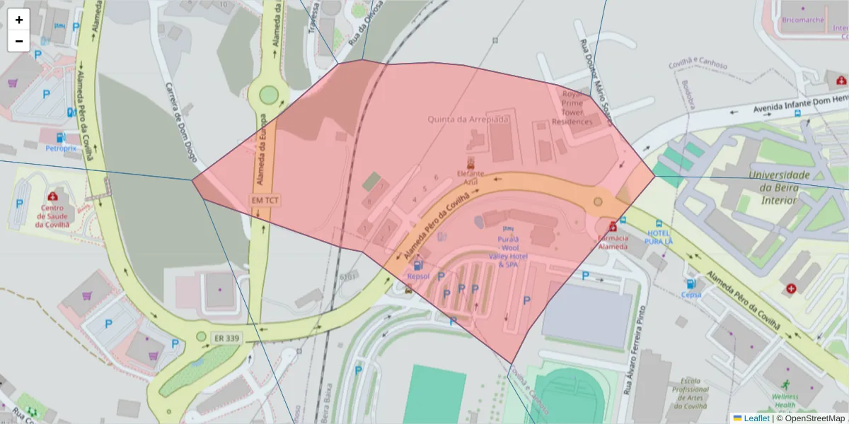 Mapa detalhado do código postal 6200-026 com limites, códigos postais vizinhos e agências dos correios