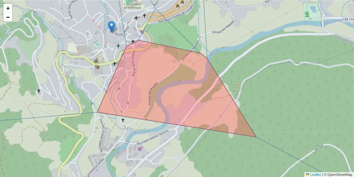 Mapa detalhado do código postal 6260-101 com limites, códigos postais vizinhos e agências dos correios