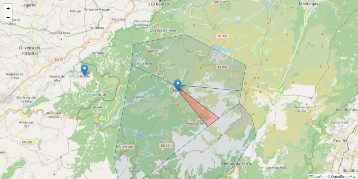 Mapa detalhado do código postal 6270-075 com limites, códigos postais vizinhos e agências dos correios