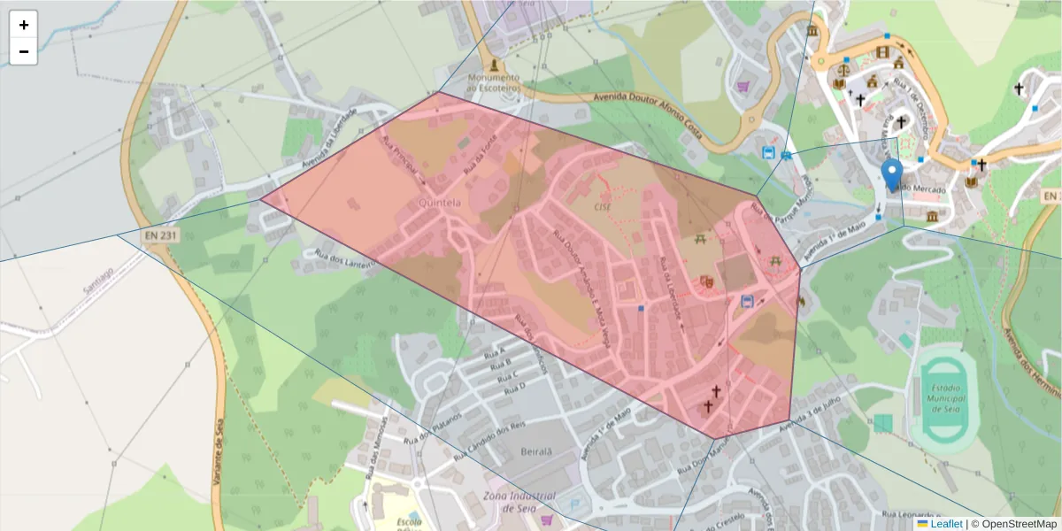 Mapa detalhado do código postal 6270-471 com limites, códigos postais vizinhos e agências dos correios