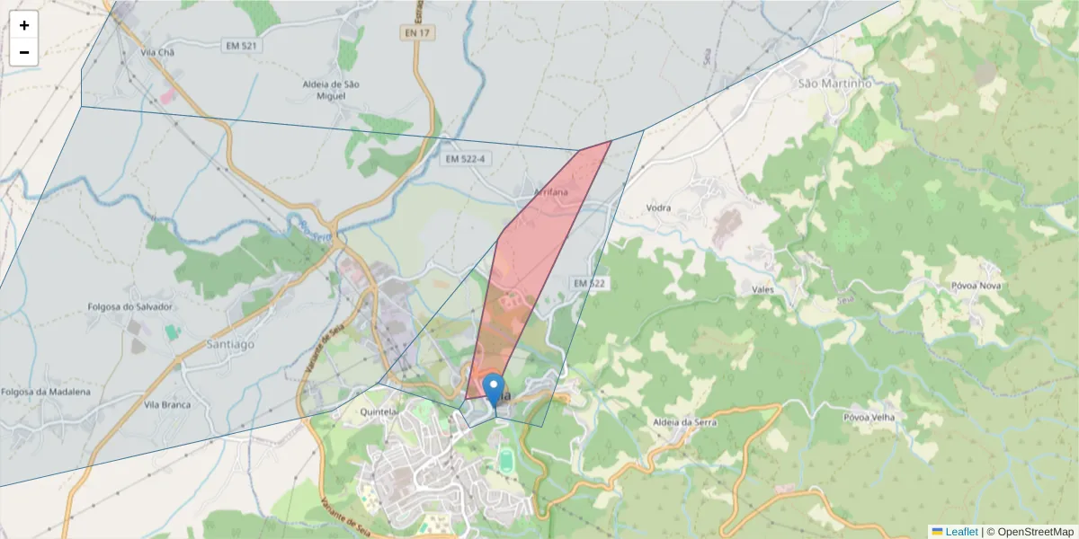 Mapa detalhado do código postal 6270-486 com limites, códigos postais vizinhos e agências dos correios