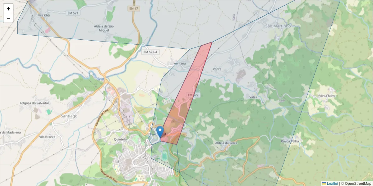 Mapa detalhado do código postal 6270-496 com limites, códigos postais vizinhos e agências dos correios
