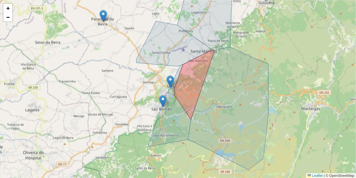 Mapa detalhado do código postal 6270-538 com limites, códigos postais vizinhos e agências dos correios