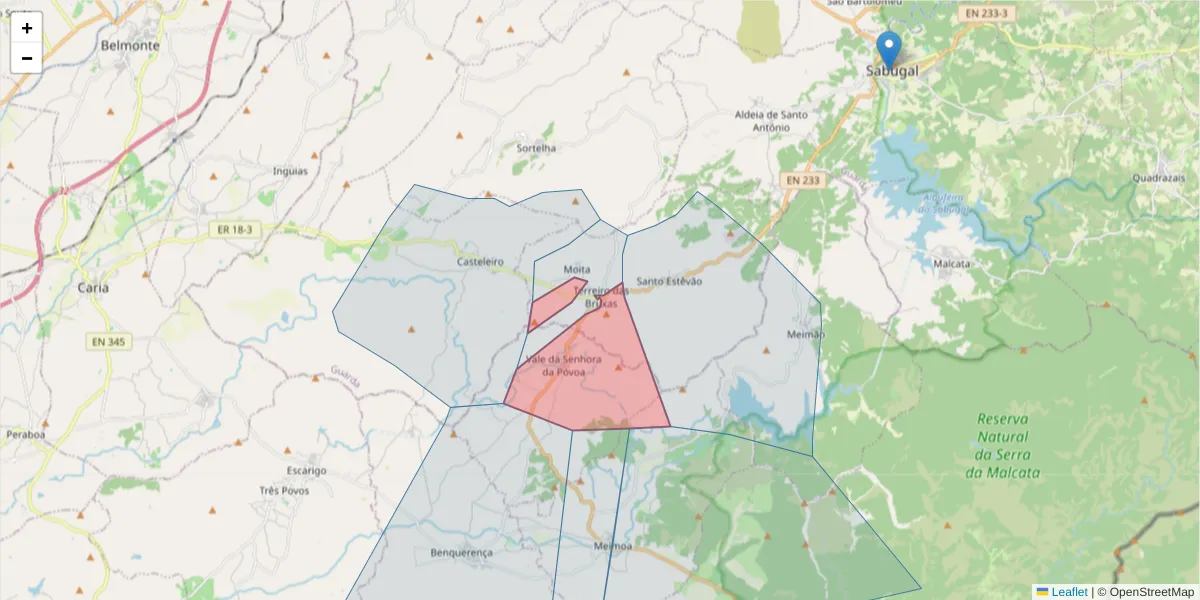 Mapa detalhado do código postal 6320-202 com limites, códigos postais vizinhos e agências dos correios
