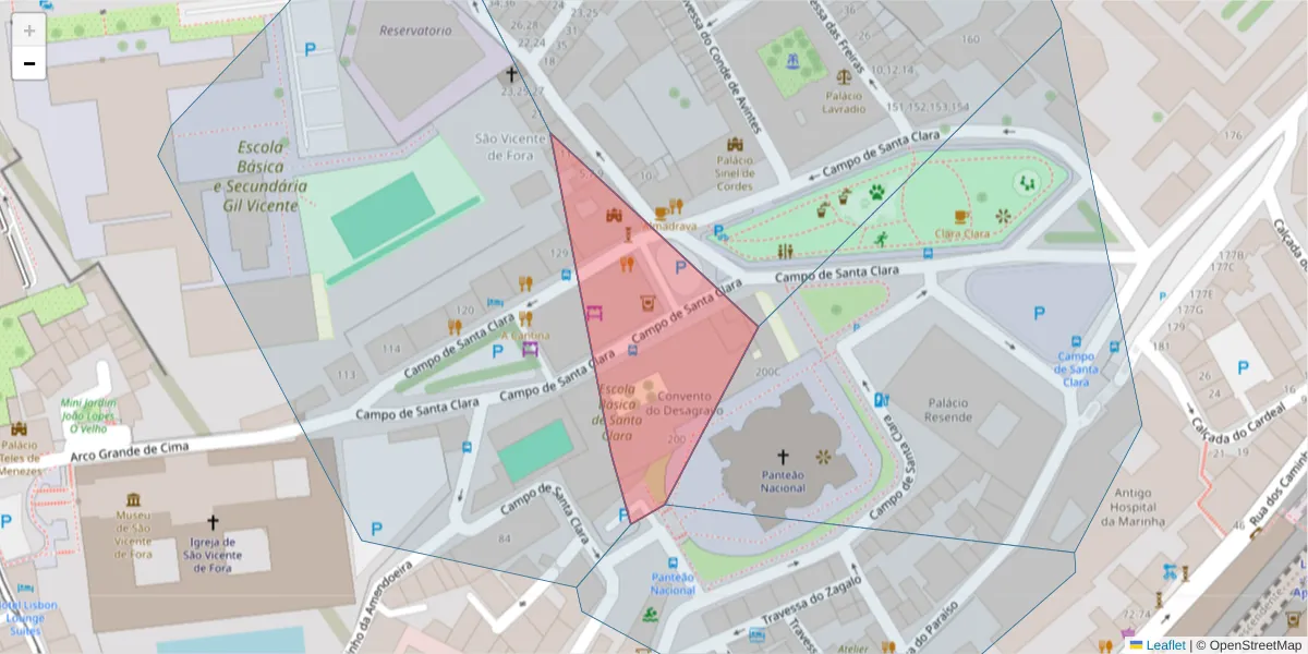 Mapa detalhado do código postal 1100-472 com limites, códigos postais vizinhos e agências dos correios
