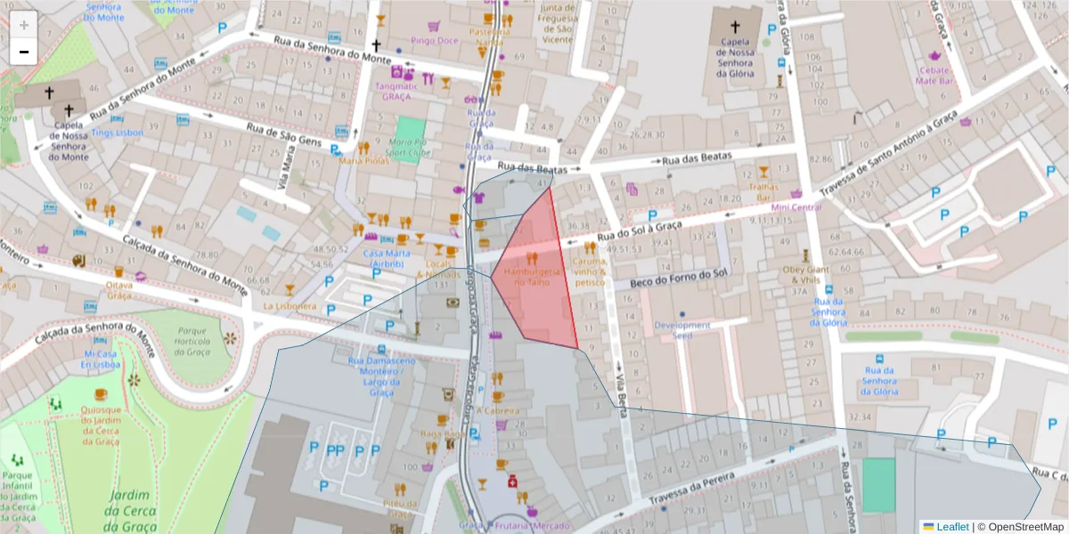 Mapa detalhado do código postal 1100-575 com limites, códigos postais vizinhos e agências dos correios
