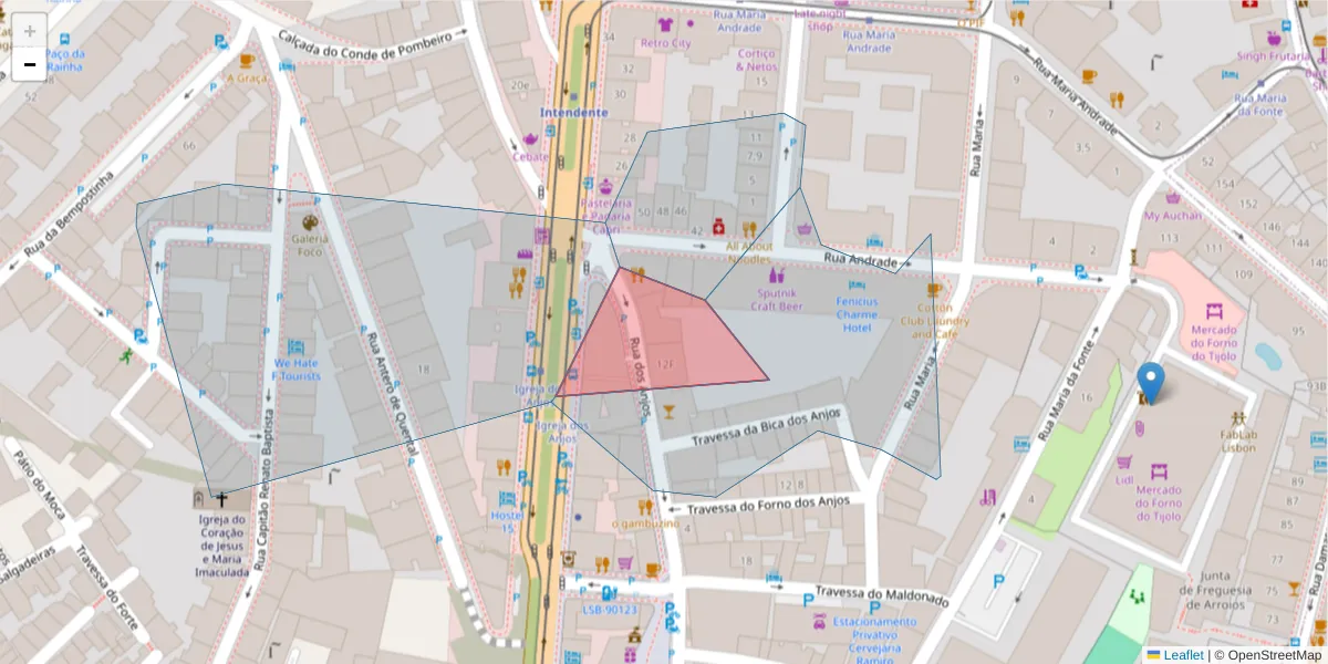 Mapa detalhado do código postal 1150-037 com limites, códigos postais vizinhos e agências dos correios