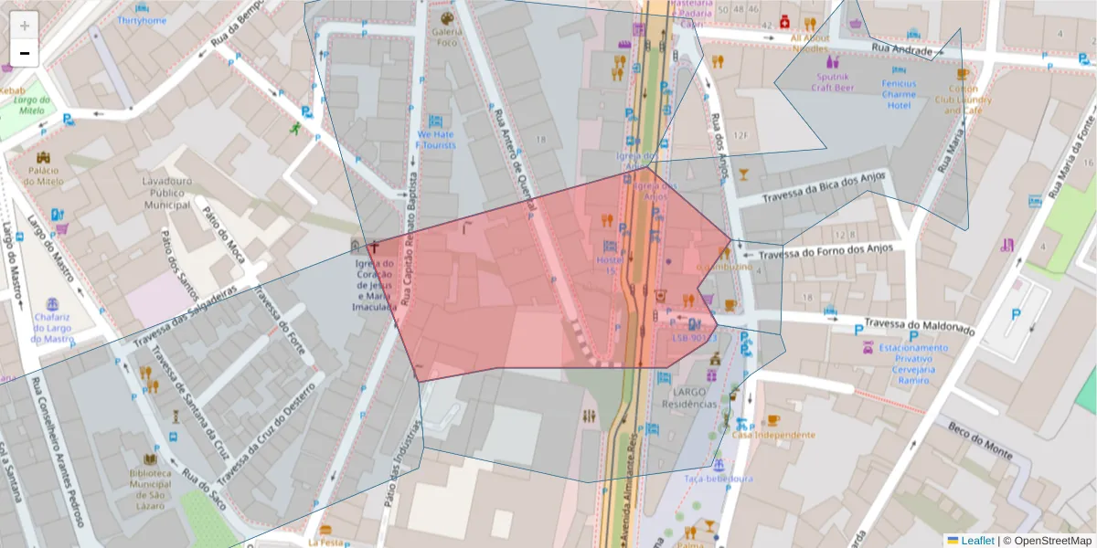 Mapa detalhado do código postal 1169-199 com limites, códigos postais vizinhos e agências dos correios