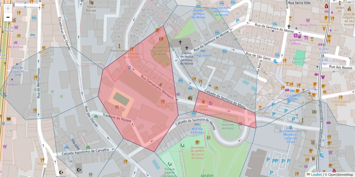 Mapa detalhado do código postal 1170-108 com limites, códigos postais vizinhos e agências dos correios