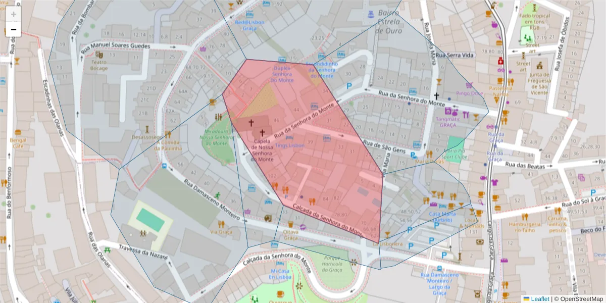 Mapa detalhado do código postal 1170-251 com limites, códigos postais vizinhos e agências dos correios