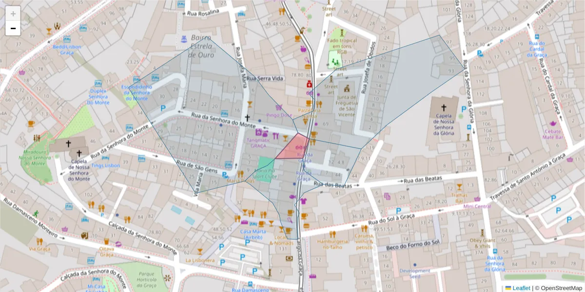 Mapa detalhado do código postal 1170-270 com limites, códigos postais vizinhos e agências dos correios