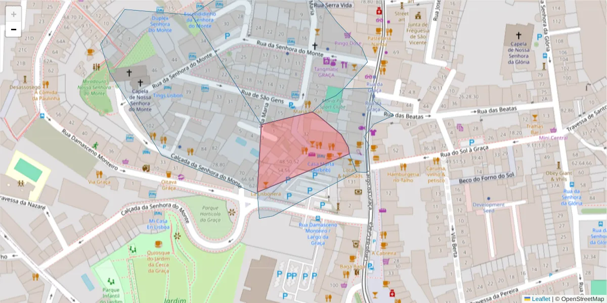 Mapa detalhado do código postal 1170-296 com limites, códigos postais vizinhos e agências dos correios
