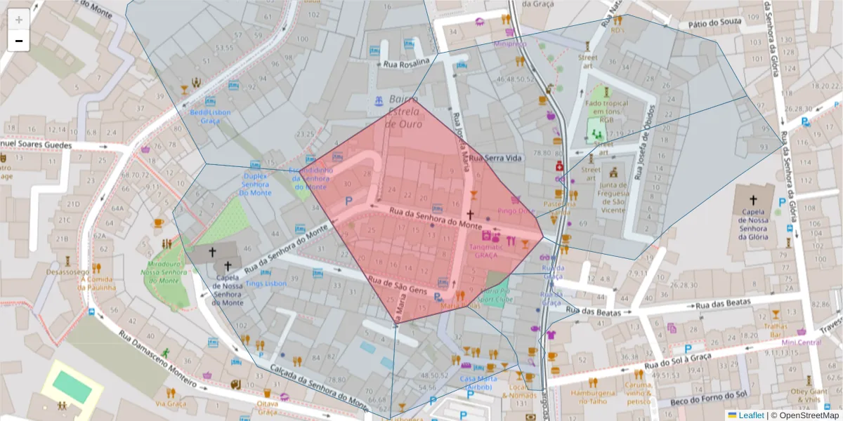 Mapa detalhado do código postal 1170-358 com limites, códigos postais vizinhos e agências dos correios