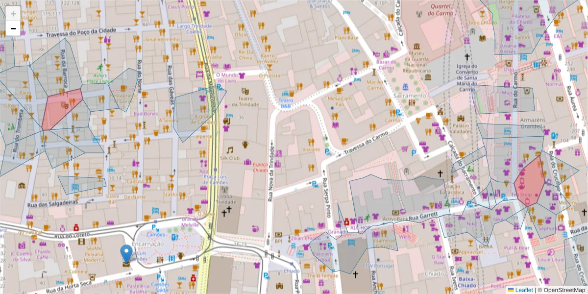 Mapa detalhado do código postal 1200-049 com limites, códigos postais vizinhos e agências dos correios