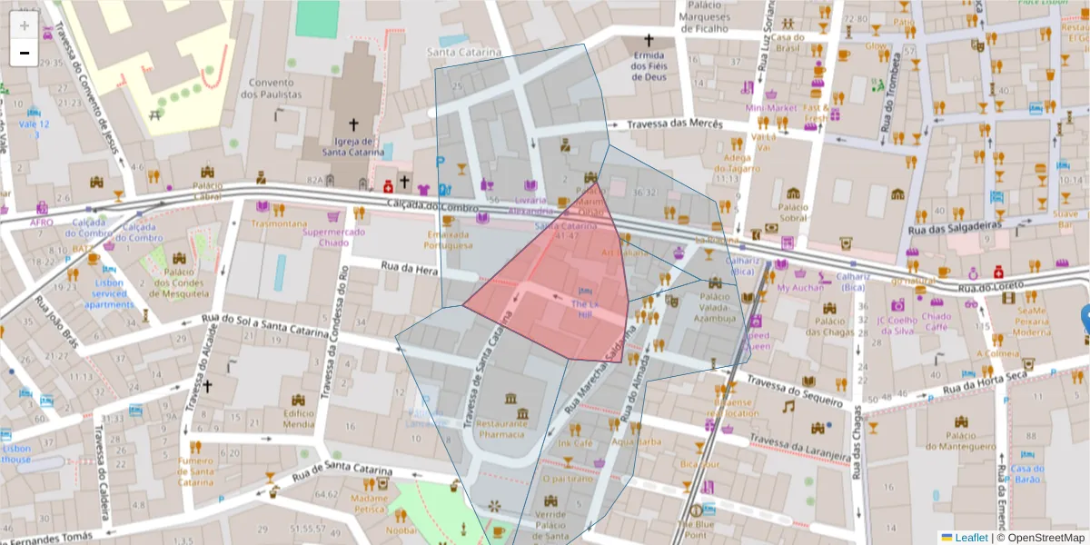 Mapa detalhado do código postal 1200-154 com limites, códigos postais vizinhos e agências dos correios