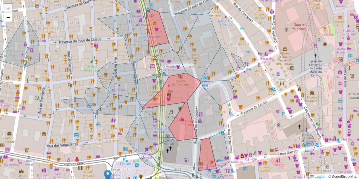 Mapa detalhado do código postal 1200-273 com limites, códigos postais vizinhos e agências dos correios