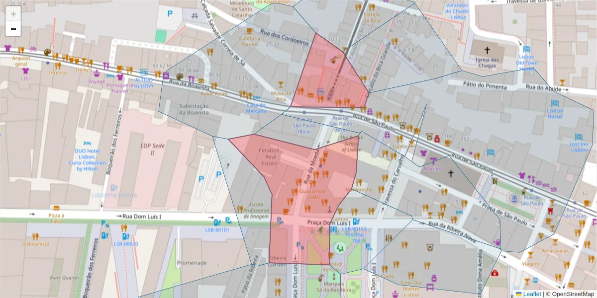 Mapa detalhado do código postal 1200-275 com limites, códigos postais vizinhos e agências dos correios