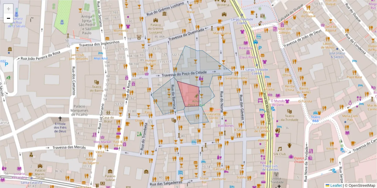 Mapa detalhado do código postal 1200-334 com limites, códigos postais vizinhos e agências dos correios