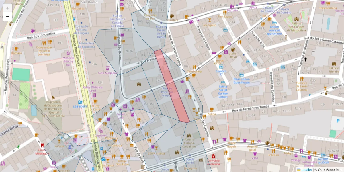 Mapa detalhado do código postal 1200-337 São Paulo com limites, códigos postais vizinhos e agências dos correios