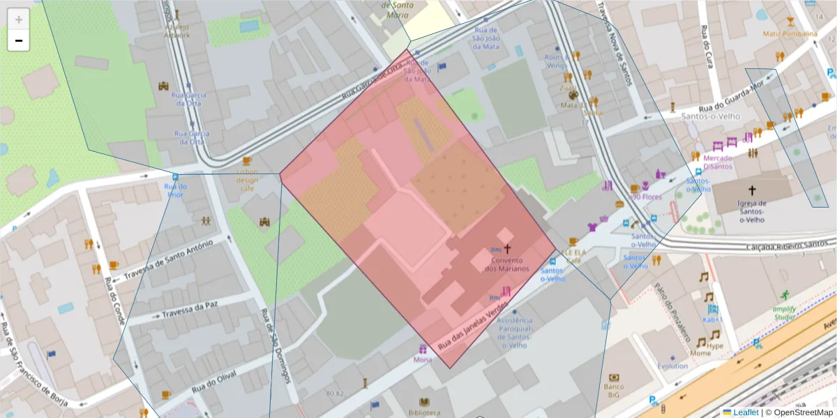 Mapa detalhado do código postal 1200-691 com limites, códigos postais vizinhos e agências dos correios