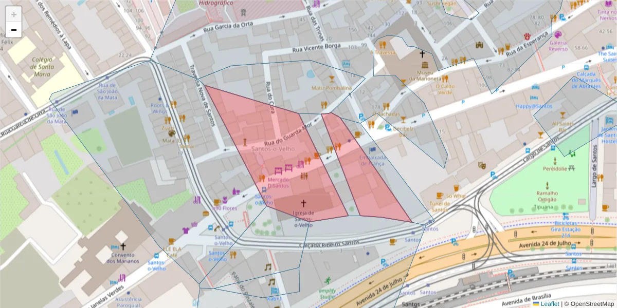Mapa detalhado do código postal 1200-812 com limites, códigos postais vizinhos e agências dos correios