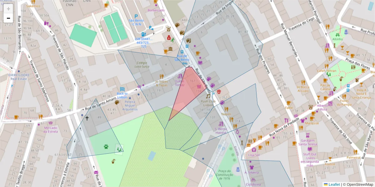 Mapa detalhado do código postal 1200-817 com limites, códigos postais vizinhos e agências dos correios