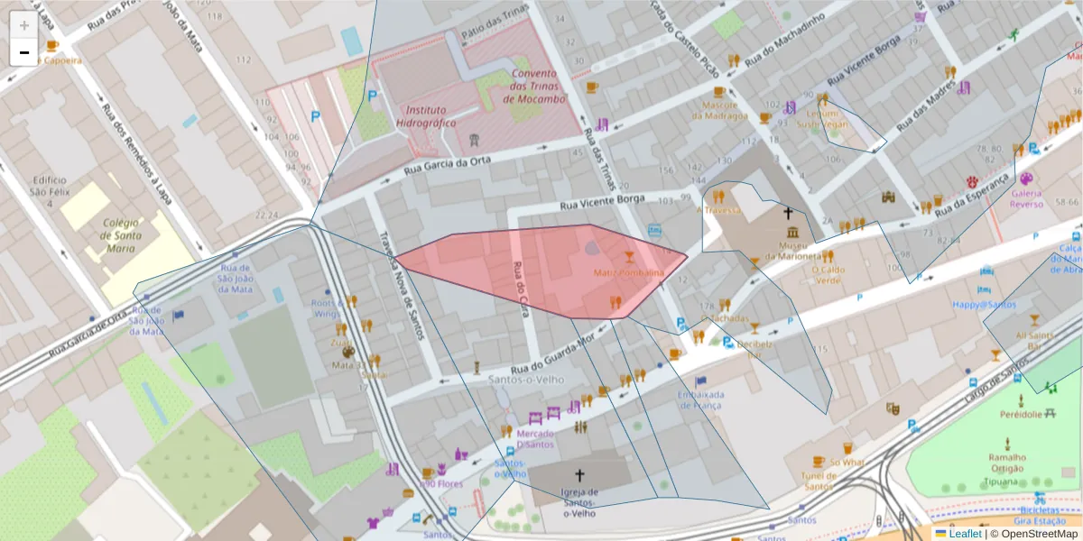 Mapa detalhado do código postal 1200-855 com limites, códigos postais vizinhos e agências dos correios