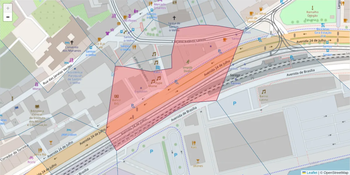 Mapa detalhado do código postal 1200-869 com limites, códigos postais vizinhos e agências dos correios