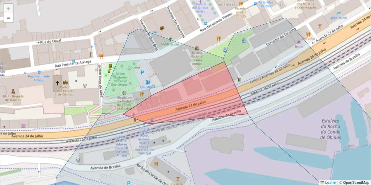 Mapa detalhado do código postal 1200-871 com limites, códigos postais vizinhos e agências dos correios