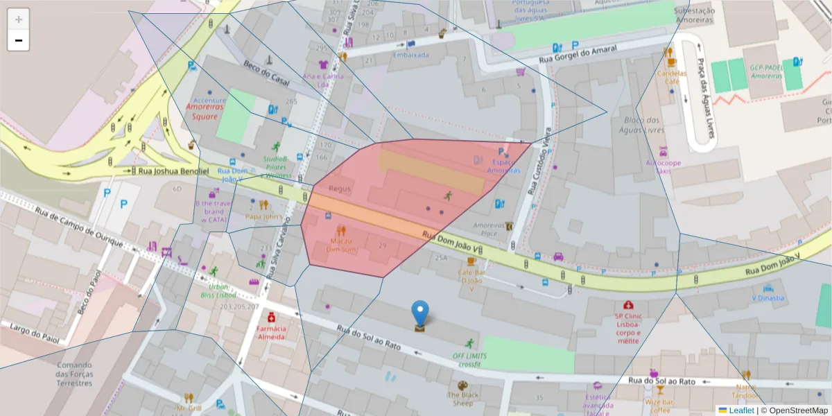 Mapa detalhado do código postal 1250-089 com limites, códigos postais vizinhos e agências dos correios