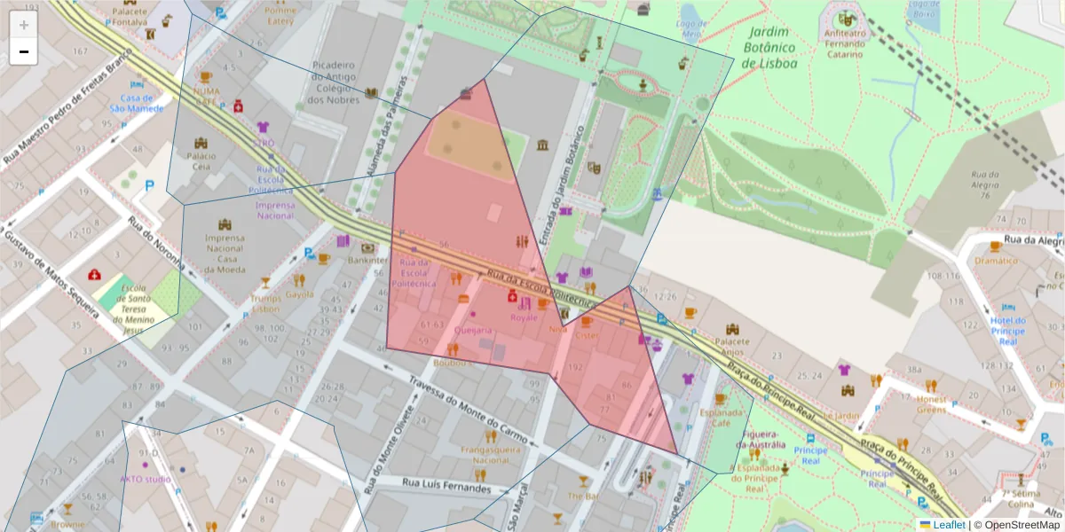 Mapa detalhado do código postal 1250-099 São Mamede com limites, códigos postais vizinhos e agências dos correios
