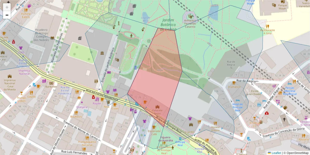 Mapa detalhado do código postal 1250-102 São Mamede com limites, códigos postais vizinhos e agências dos correios