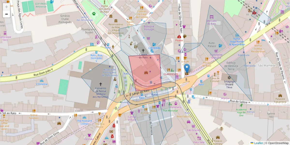 Mapa detalhado do código postal 1269-143 com limites, códigos postais vizinhos e agências dos correios