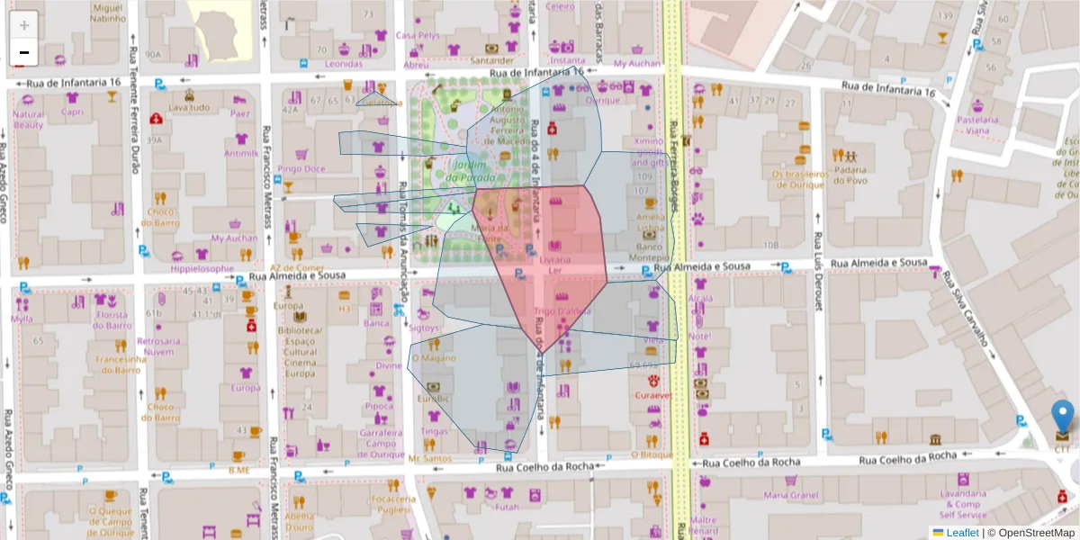 Mapa detalhado do código postal 1350-011 com limites, códigos postais vizinhos e agências dos correios