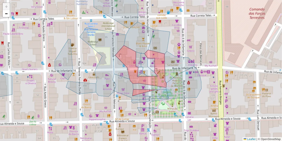 Mapa detalhado do código postal 1350-169 com limites, códigos postais vizinhos e agências dos correios